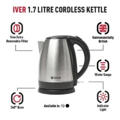 Haden Iver 1.7 Litre Kettle - Stainless Steel - 206459 -Kitchen Series Shop h a haden iver 206459 2