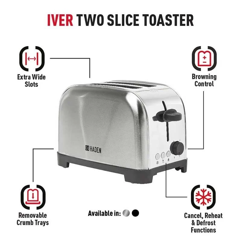 Haden Iver 2 Slice Toaster - Stainless Steel - 206466 Haden Iver 2 Slice Toaster - Stainless Steel - 206466 -Kitchen Series Shop h a haden iver 206466 2