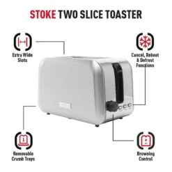 Haden Stoke 2 Slice Toaster - Brushed Steel - 196859 -Kitchen Series Shop h a haden stoke 196859 2