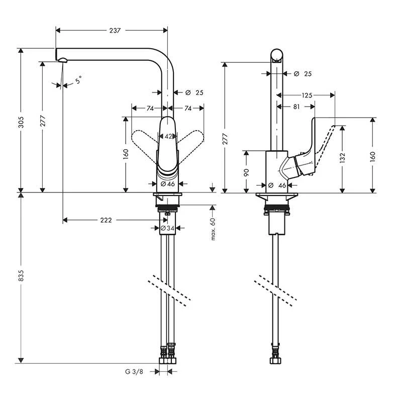 hansgrohe Focus M41 EcoSmart Single Lever Kitchen Mixer Tap 280 Single Spray Mode - Chrome - 31827000 Hansgrohe Focus M41 EcoSmart Single Lever Kitchen Mixer Tap 280 Single Spray Mode - Chrome - 31827000 -Kitchen Series Shop h a hansgrohe 31827000 dimensions