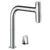 Hansgrohe Metris Select M71 EcoSmart 2-Hole Single Lever Kitchen Mixer Tap 200 With Pull-Out Spout & Sbox Single Spray Mode - Chrome - 73825000 2 Hansgrohe Metris Select M71 EcoSmart 2-Hole Single Lever Kitchen Mixer Tap 200 With Pull-Out Spout & Sbox Single Spray Mode - Chrome - 73825000 -Kitchen Series Shop h a hansgrohe 73825000