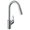 Hansgrohe Focus M41 Single Lever Kitchen Mixer Tap 240 With Pull-Out Spray & Sbox 2 Spray Modes - Chrome - 73880000 -Kitchen Series Shop h a hansgrohe 73880000
