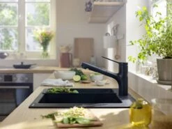 Hansgrohe Zesis M33 Single Lever Kitchen Mixer Tap 150 With Pull-Out Spray 2Jet Sbox Lite - Matt Black - 74803670 4 Hansgrohe Zesis M33 Single Lever Kitchen Mixer Tap 150 With Pull-Out Spray 2Jet Sbox Lite - Matt Black - 74803670 -Kitchen Series Shop h a hansgrohe 74803670 lifestyle1