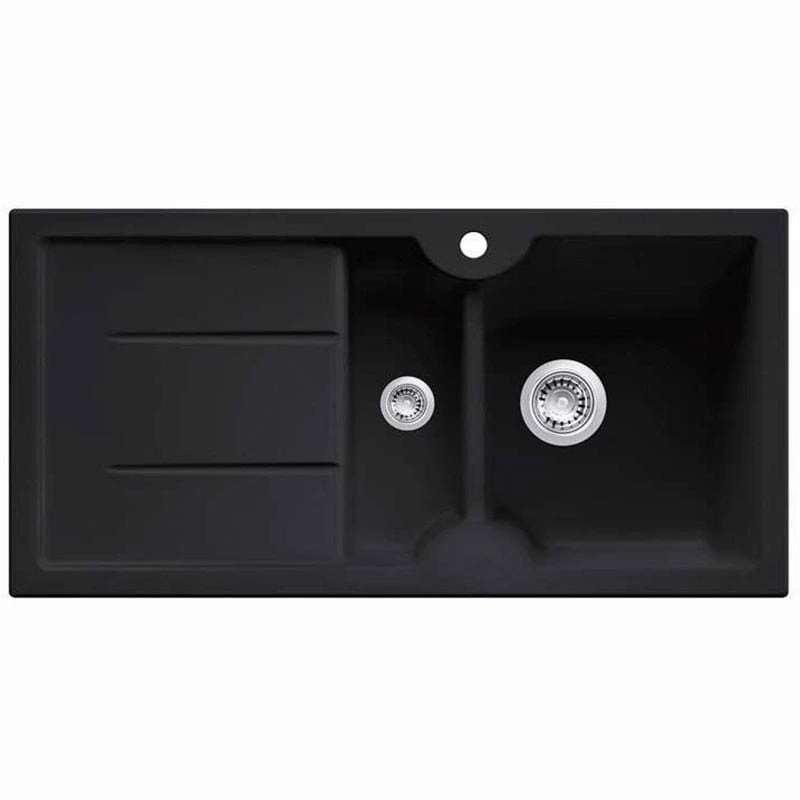 Thomas Denby Harmony MB 1.5 Bowl Reversible Ceramic Kitchen Sink & Drainer - Black Satin - HAR1020BL Thomas Denby Harmony MB 1.5 Bowl Reversible Ceramic Kitchen Sink & Drainer - Black Satin - HAR1020BL -Kitchen Series Shop h a har1020bl
