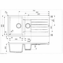 Reginox Harlem 15 1.5 Bowl Sink And Drainer - Caffe Silvery - HARLEM 15 CS -Kitchen Series Shop h a harlem15cs dimensions
