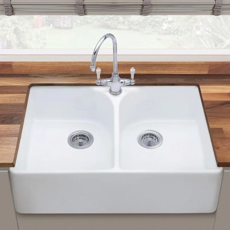 Thomas Denby Heritage 800 Ceramic Double Bowl Kitchen Sink - White - HER800 Thomas Denby Heritage 800 Ceramic Double Bowl Kitchen Sink - White - HER800 -Kitchen Series Shop h e her800