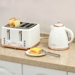 HOMCOM 1600W 1.7 Litre Rapid Boil Kettle & Toaster Set - Cream - 800-162V70CW