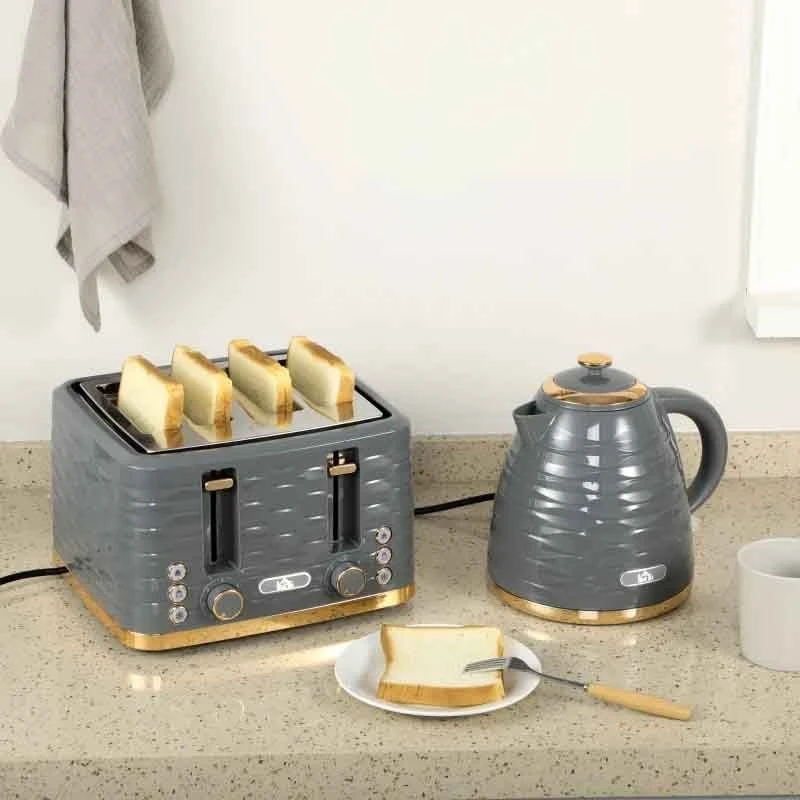 HOMCOM 1600W 1.7 Litre Rapid Boil Kettle & Toaster Set - Grey - 800-162V70GY HOMCOM 1600W 1.7 Litre Rapid Boil Kettle & Toaster Set - Grey - 800-162V70GY -Kitchen Series Shop h o homcom 800 162v70gy
