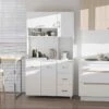 HOMCOM Open Counter Freestanding Kitchen Cabinets - White - 835-242 1 HOMCOM Open Counter Freestanding Kitchen Cabinets - White - 835-242 -Kitchen Series Shop h o homcom 835 242