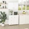HOMCOM Freestanding Kitchen Cabinet With Open Counter - White - 835-243 2 HOMCOM Freestanding Kitchen Cabinet With Open Counter - White - 835-243 -Kitchen Series Shop h o homcom 835 243