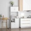 HOMCOM Modern Freestanding Kitchen Cabinet With Microwave Counter - White - 835-259