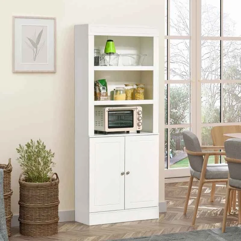 HOMCOM Freestanding Kitchen Unit with 6-Tier Shelving - White - 835-492WT HOMCOM Freestanding Kitchen Unit With 6-Tier Shelving - White - 835-492WT -Kitchen Series Shop h o homcom 835 492wt