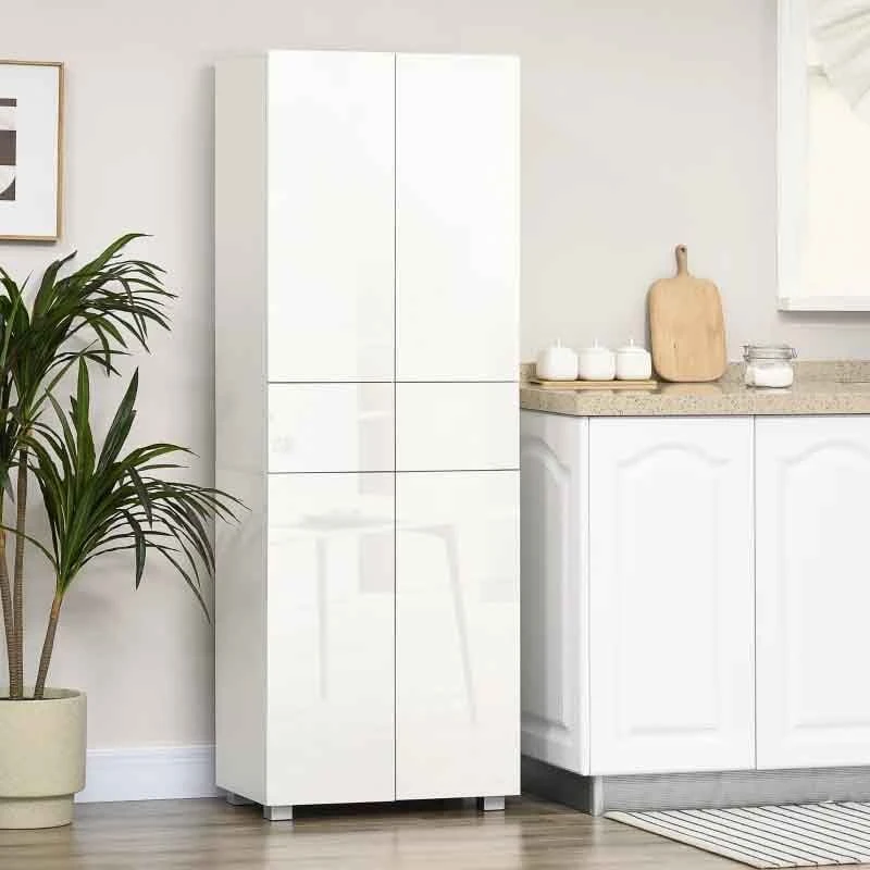 HOMCOM Modern 4-Door Freestanding Kitchen Storage Unit - White - 835-612 HOMCOM Modern 4-Door Freestanding Kitchen Storage Unit - White - 835-612 -Kitchen Series Shop h o homcom 835 612