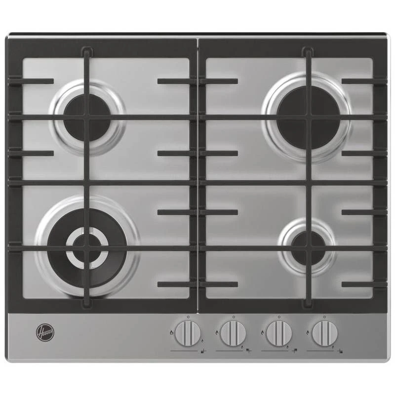 Hoover H300 HHG6BF4K3X 60cm Gas Hob - Stainless Steel Hoover H300 HHG6BF4K3X 60cm Gas Hob - Stainless Steel -Kitchen Series Shop h o hoover hhg6bf4k3x front