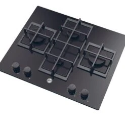 Hoover H500 HVG6DC5B 60cm Gas Hob - Black Glass -Kitchen Series Shop h o hoover hvg6dc5b side