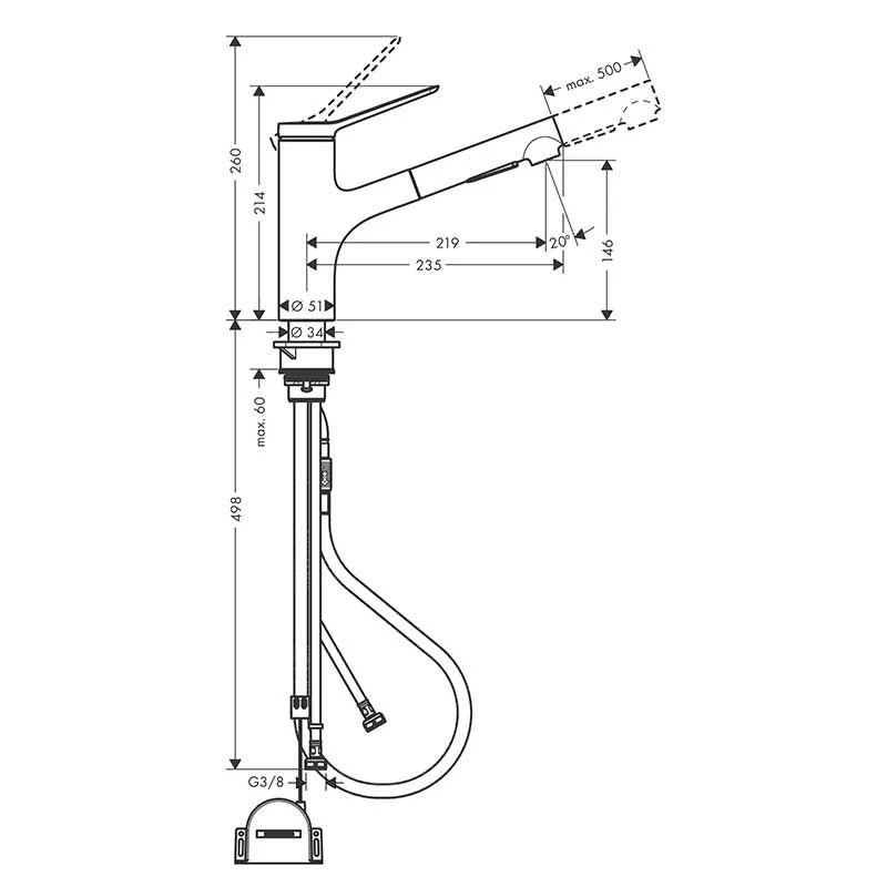 hansgrohe Zesis M33 Single Lever Kitchen Mixer Tap 150 With Pull-Out Spray 2Jet Sbox Lite - Stainless Steel - 74803800 Hansgrohe Zesis M33 Single Lever Kitchen Mixer Tap 150 With Pull-Out Spray 2Jet Sbox Lite - Stainless Steel - 74803800 -Kitchen Series Shop hansgrohe 74803800 dimensions 1