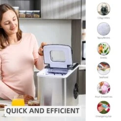 HOMCOM 12kg Portable Countertop Ice Maker Machine - Stainless Steel & Black - 800-075V70 9 HOMCOM 12kg Portable Countertop Ice Maker Machine - Stainless Steel & Black - 800-075V70 -Kitchen Series Shop homcom 800075v70 features 1