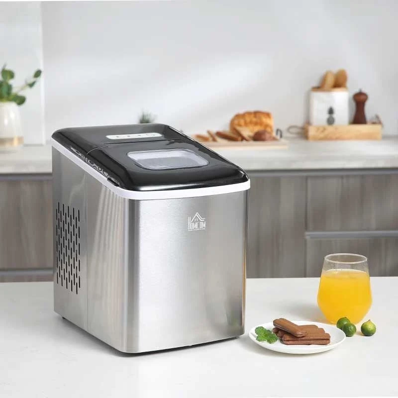 HOMCOM 12kg Portable Countertop Ice Maker Machine - Stainless Steel & Black - 800-075V70 HOMCOM 12kg Portable Countertop Ice Maker Machine - Stainless Steel & Black - 800-075V70 -Kitchen Series Shop homcom 800075v70 lifestyle