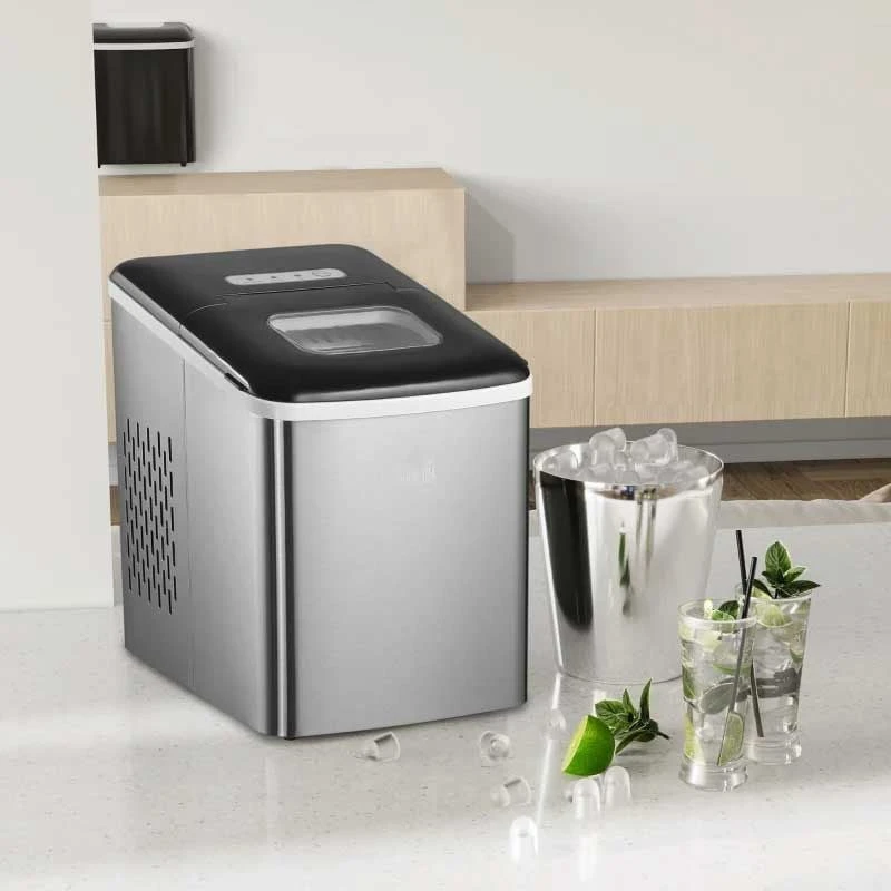 HOMCOM 12kg Portable Countertop Ice Maker Machine - Stainless Steel & Black - 800-075V70 HOMCOM 12kg Portable Countertop Ice Maker Machine - Stainless Steel & Black - 800-075V70 -Kitchen Series Shop homcom 800075v70 lifestyle1