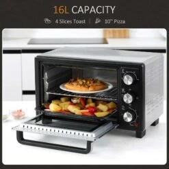 HOMCOM 1400W 16 Litre Mini Countertop Oven & Grill - Silver - 800-083V70 11 HOMCOM 1400W 16 Litre Mini Countertop Oven & Grill - Silver - 800-083V70 -Kitchen Series Shop homcom 800083v70 features
