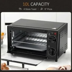 HOMCOM 750W 9 Litre Mini Countertop Oven & Grill - Black - 800-088 10 HOMCOM 750W 9 Litre Mini Countertop Oven & Grill - Black - 800-088 -Kitchen Series Shop homcom 800088 capacity