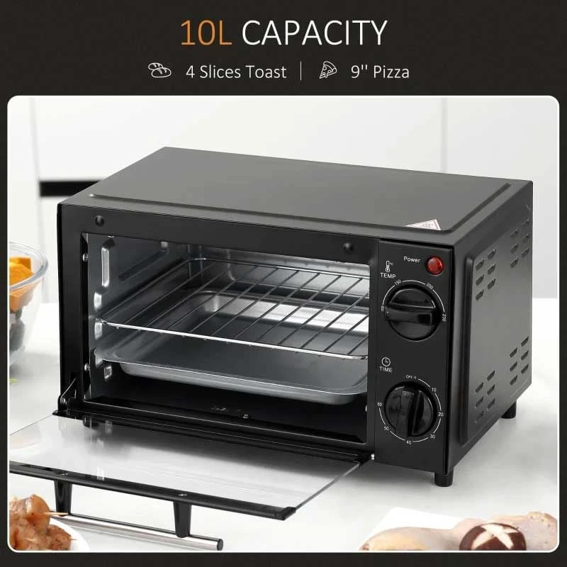 HOMCOM 750W 9 Litre Mini Countertop Oven & Grill - Black - 800-088 HOMCOM 750W 9 Litre Mini Countertop Oven & Grill - Black - 800-088 -Kitchen Series Shop homcom 800088 capacity