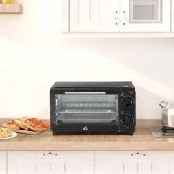 HOMCOM 750W 9 Litre Mini Countertop Oven & Grill - Black - 800-088 4 HOMCOM 750W 9 Litre Mini Countertop Oven & Grill - Black - 800-088 -Kitchen Series Shop homcom 800088 lifestyle2