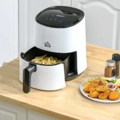HOMCOM 1300W 2.5 Litre Air Fryer With Digital Display - White - 800-114V70