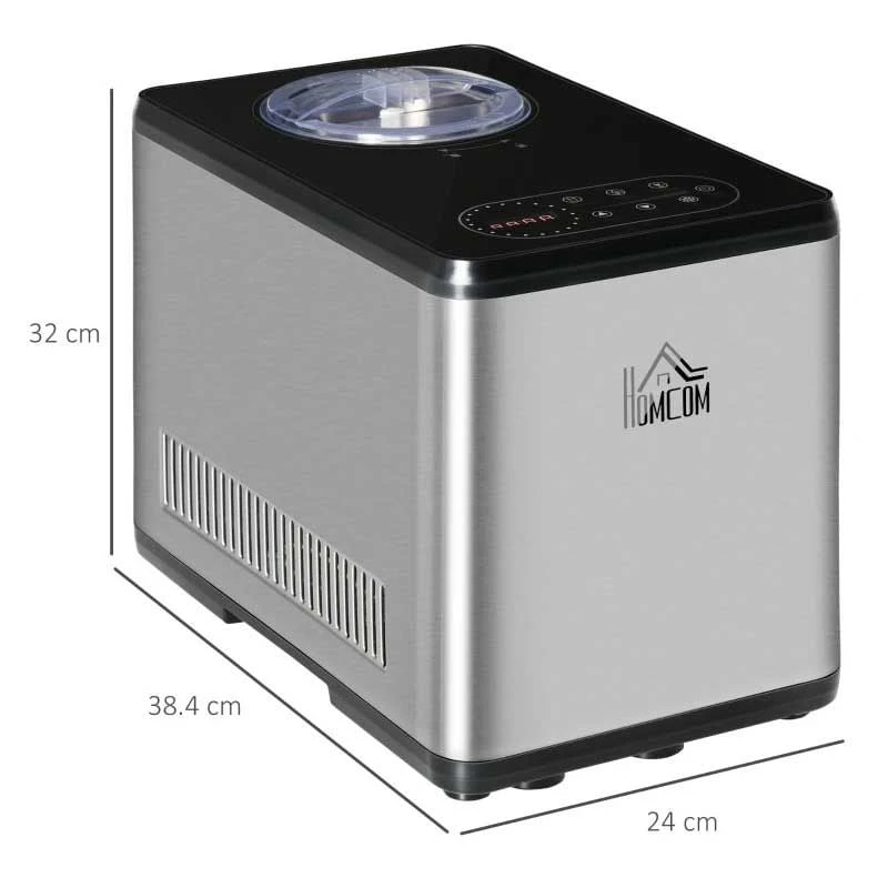 HOMCOM 1.5 Litre Ice Cream Maker - Stainless Steel - 800-116V70 HOMCOM 1.5 Litre Ice Cream Maker - Stainless Steel - 800-116V70 -Kitchen Series Shop homcom 800116v70 dimensions