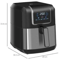 HOMCOM 1700W 6.5 Litre Air Fryer With Digital Display - Black - 800-120V70 3 HOMCOM 1700W 6.5 Litre Air Fryer With Digital Display - Black - 800-120V70 -Kitchen Series Shop homcom 800120v70 dimensions