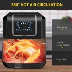 HOMCOM 1700W 6.5 Litre Air Fryer With Digital Display - Black - 800-120V70 10 HOMCOM 1700W 6.5 Litre Air Fryer With Digital Display - Black - 800-120V70 -Kitchen Series Shop homcom 800120v70 features3