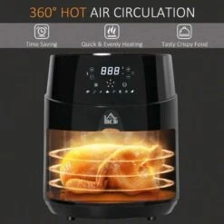 HOMCOM 1500W 4.5 Litre Air Fryer With Digital Display - Black - 800-124V70 -Kitchen Series Shop homcom 800124v70 product information