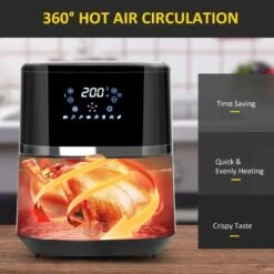 HOMCOM 1500W 4.5 Litre Air Fryer With Digital Display - Black - 800-125V70 -Kitchen Series Shop homcom 800125v70 product information