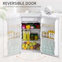 HOMCOM 91 Litre Freestanding Under Counter Fridge With Chiller Box - White - 800-129V70WT -Kitchen Series Shop homcom 800129v70wt features1