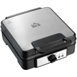 HOMCOM 1200W 4 Slice Waffle Maker - Black - 800-135V70 -Kitchen Series Shop homcom 800135v70 lid closed 1