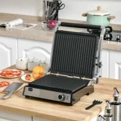 HOMCOM 2000W Health Grill & Pannini Maker - Black - 800-137V70
