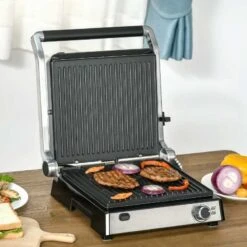 HOMCOM 2000W Health Grill & Pannini Maker - Black - 800-137V70 -Kitchen Series Shop homcom 800137v70 main image
