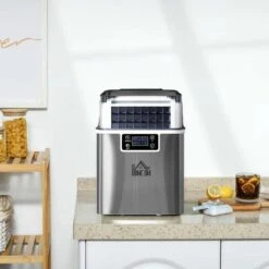 HOMCOM 20kg Portable Countertop Ice Maker Machine - Stainless Steel - 800-139V70 -Kitchen Series Shop homcom 800139v70 lifestyle