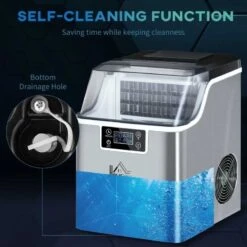HOMCOM 20kg Portable Countertop Ice Maker Machine - Stainless Steel - 800-139V70 -Kitchen Series Shop homcom 800139v70 self cleaning