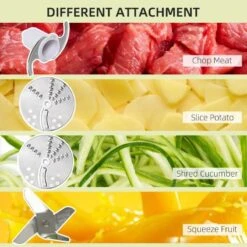 HOMCOM 500W 1.5 Litre Food Processor - Silver - 800-140V70 -Kitchen Series Shop homcom 8001407v10 attachments