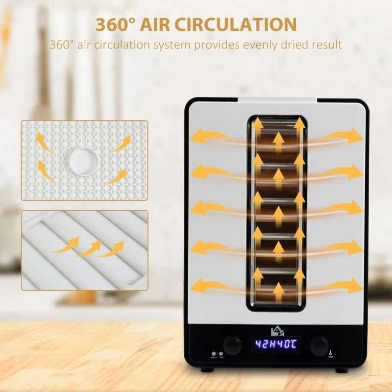 HOMCOM 550W 11 Tier Food Dehydrator - White - 800-143V70 HOMCOM 550W 11 Tier Food Dehydrator - White - 800-143V70 -Kitchen Series Shop homcom 800143v70 air circulation