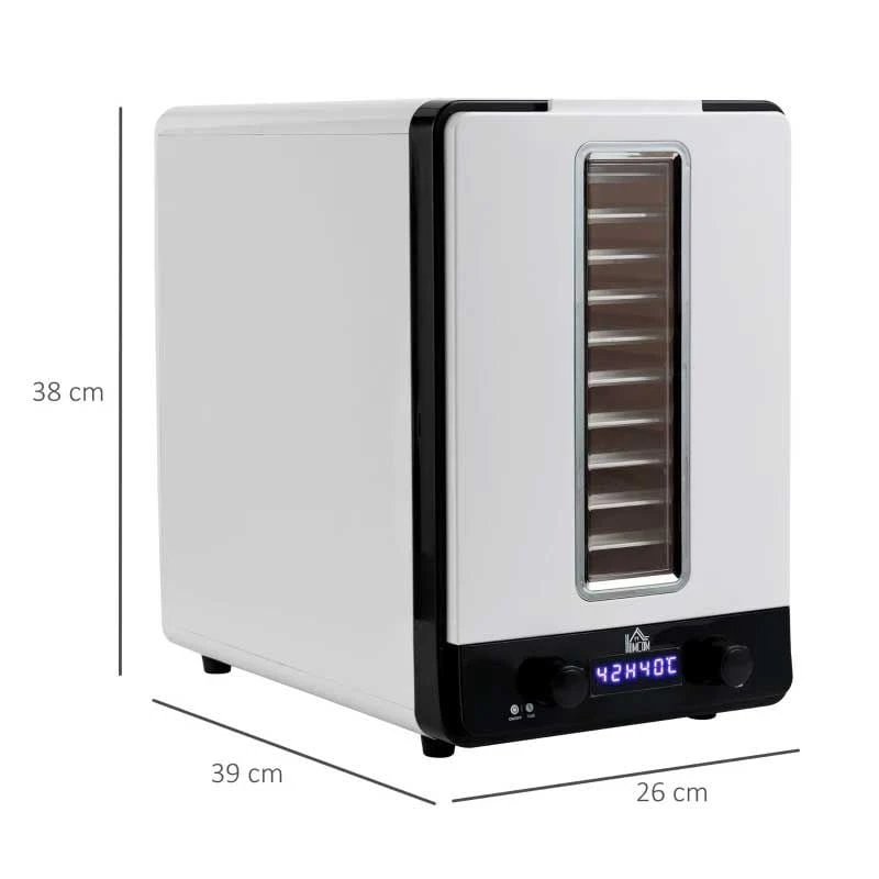 HOMCOM 550W 11 Tier Food Dehydrator - White - 800-143V70 HOMCOM 550W 11 Tier Food Dehydrator - White - 800-143V70 -Kitchen Series Shop homcom 800143v70 dimensions