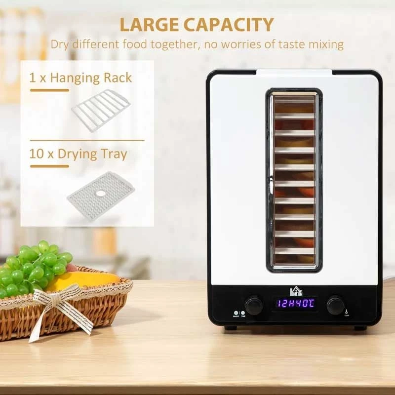 HOMCOM 550W 11 Tier Food Dehydrator - White - 800-143V70 HOMCOM 550W 11 Tier Food Dehydrator - White - 800-143V70 -Kitchen Series Shop homcom 800143v70 features