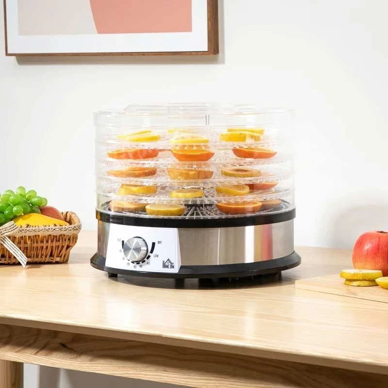 HOMCOM 250W 5 Tier Food Dehydrator - Silver - 800-145V70 HOMCOM 250W 5 Tier Food Dehydrator - Silver - 800-145V70 -Kitchen Series Shop homcom 800145v70 lifestyle3