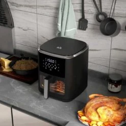 HOMCOM 1500W 6.7 Litre Air Fryer With Digital Display - Black - 800-147V71BK -Kitchen Series Shop homcom 80014771bk lifestyle1