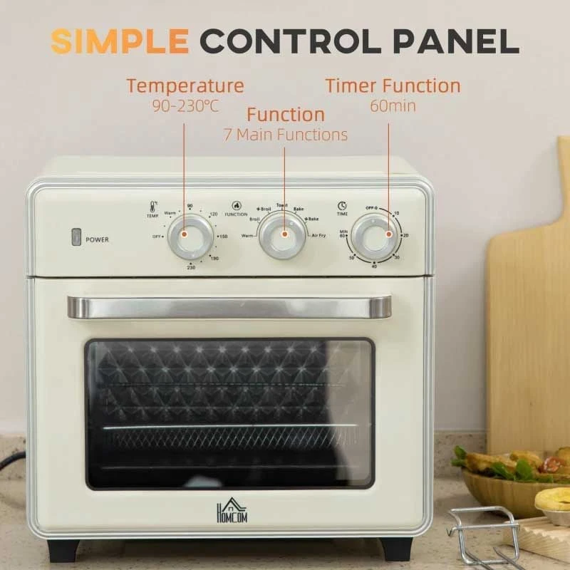 HOMCOM 1400W 20 Litre Mini Toaster Oven - Cream White - 800-152V70CW HOMCOM 1400W 20 Litre Mini Toaster Oven - Cream White - 800-152V70CW -Kitchen Series Shop homcom 800152v70cw control panel