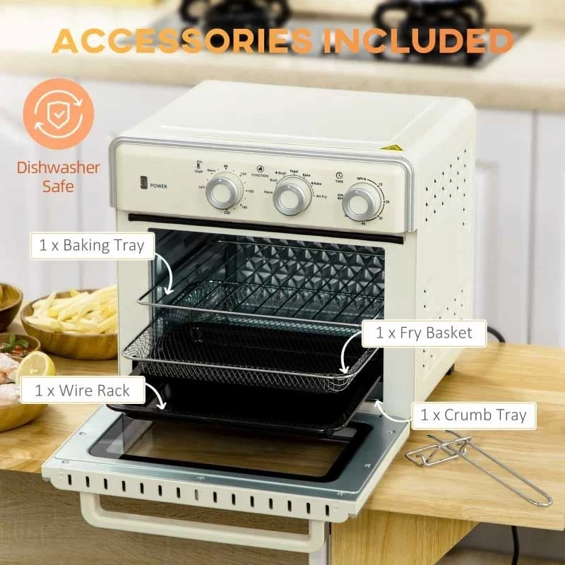 HOMCOM 1400W 20 Litre Mini Toaster Oven - Cream White - 800-152V70CW HOMCOM 1400W 20 Litre Mini Toaster Oven - Cream White - 800-152V70CW -Kitchen Series Shop homcom 800152v70cw features1