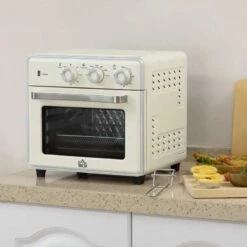 HOMCOM 1400W 20 Litre Mini Toaster Oven - Cream White - 800-152V70CW