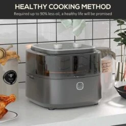 HOMCOM 1350W 6.5 Litre Family Size Air Fryer With Rapid Air Circulation - Grey - 800-164V70GY -Kitchen Series Shop homcom 800164v70gy information