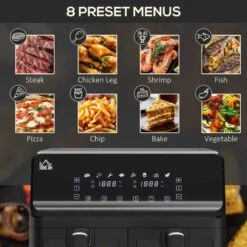 HOMCOM 2500W 8 Litre Family Size Air Fryer With Digital Display - Black - 800-166V70BK -Kitchen Series Shop homcom 800166v70bk panel 1